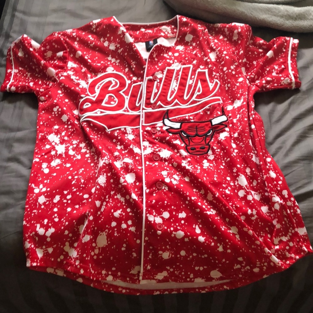 Chicago Bulls Baseball Jersey Splatter